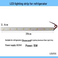 Vertical Refrigerator Beverage Display Cabinet LED Lighting Strip, High Power 24V, White Light, 8 LEDs, Aluminum Accessory gray