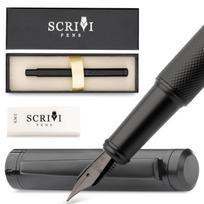 SCRIVI PENS Black Fountain Pen Extra Fine Nib Fountain Pen Set with Ink Cartridge Premium Refillable Fountain Pen Ideal Fountain Pen for Smooth and juoda