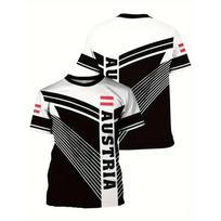 Austria National Flag Themed T-shirt Men's Clothing 3d Printed Stripe Word T Shirts Casual Fashion Street Short Sleeves Tees XXS