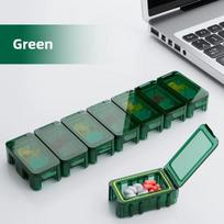 Portable 1PCS Weekly Pill Case Folding Medicine Drugs Pills Capsule Tablet Container Boxs Plastic Empty Drug Organizer Tablets žalia