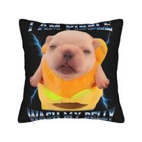 Pillow Case I Am Pibble Wash My Belly Pibble Meme Custom Pillow Cover For Sofa Home Decor Cute Funny Pillowcases Peach skin 18*18(CM)-1Pcs