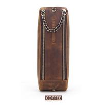 Leather Zipper Pen Pencil Case Bag Handmade Vintage Creative School Stationary Pen Pouch Holder Large Capacity kava