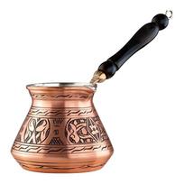 B97A-Copper 18 Oz Coffee Pot For Turkish, Greek Arabic With Wooden Handle(6 Servings) Cezve Ibrik Briki Stovetop Coffee Maker antikvarinės bronzos spalvos