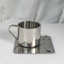Aukštos kokybės nerūdijančio plieno puodelių rinkinys kavai, pienui 170ml gray