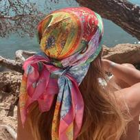 Madingas kvadratinis šilkinis skara moterims prabangaus prekės ženklo satino spaudos hidžabo skaros pareo bandana moteriškas šalis apvyniojimas galvos juosta foulard 90*90cm