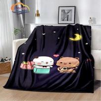 Animacinis spaudinys Meškinas ir Pa pledas Mielas Bubu Dudu serija šiltas flanelis minkštas patogus namų lovos#(3) 75X95CM pilka spalva