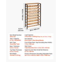 SucceBuy 48 butelių vyno stovas, 8 pakopų geležinis vyno butelių laikiklis su mediniu stalviršiu virtuvei, sandėliukui, barui 26''I x 9,3''P x 46,9''A
