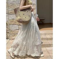 Demana Embroidered Lace Mesh High-Waisted Skirt M abrikosas
