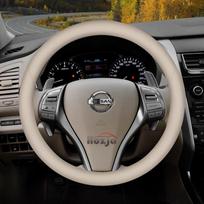 Leather Car Steering Wheel Cover for Nissan Qashqai J11 J10 J12 Tiida Juke F15 Navara D40 X-trail T30 T31 T32 T33 Pathfinder R51 Round Beige