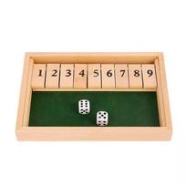 Shut The Box Dice Board Game Wooden Flaps & Dices Game 4 Players Pub Bar Party Supplies Family Entertainment For Kids & Adults beige