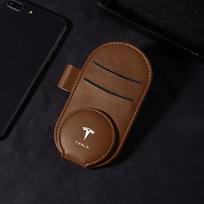 PJVI4 Leather Car Glasses Clip Sun Visor Multi-function Sunglasses Clip for Tesla Model 3 2021 S X Style Roadster Invader Hub Caps ruda