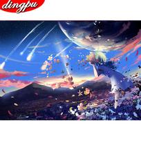 DINGPU Full Drill Round Diamond Painting 5D DIY Diamond Embroidery Cross Stitch Diamond Art 20X30CM blue