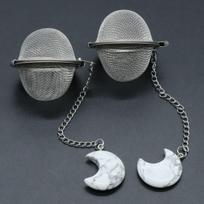 Tea Strainer Natural Stone Moon-Shaped Stainless Steel Strainer For Making Tea Seasoning Bag Accessory 5x5cm