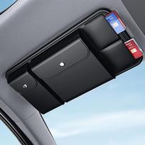 1 vnt. Dirbtinės odos automobilio skydelio organizatorius - Daugiafunkcinis kišeninis dėklas madingiems akiniams, kortelėms ir vairuotojo pažymėjimui, tinka daugumai transporto priemonių, dirbtinės odos medžiaga juoda