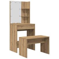 vidaXL Kosmetinis staliukas su LED, artisano ąžuolo, apdirbta mediena