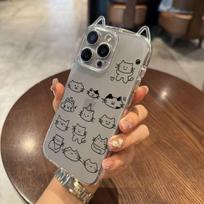 Korean line kitten applies to iPhone17Pro mobile phone case Air Apple 16 cat ears 15 transparent 14 female 13 IPhone17ProMax