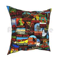 American National Parks Vintage Travel Decal Pillow Case Printed Home Soft DIY Pillow Cover National Parks Park 30x30cm 12x12in