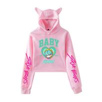 KPop Demon Hunters Saja Boys Sweatshirt Hooded Women Cat Ears Long Sleeve Crop Tops Girls Fashion Hoodie Gift for Fans Girls Clothing XS rožinė