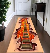 3D Visual Illusion Runner Rug Magma Suspension Bridge Pattern Game Floor Mat Entrance Bedside Sofa Carpet Home Decoration 40X120CM