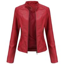 Women Faux Leather Biker Jacket PU Motorcycle Casual Zip Up Slim Coat Cropped Racer Moto Bomber Outerwear Plus Size S-4XL Oversized Fashion New S