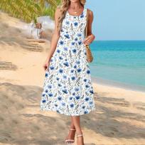 Long Summer Dresses for Women Flowy Tank Dress Casual Long Maxi Dresses for Women Spring Sundresses for Women M