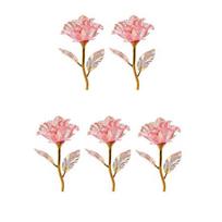 Colorful Rainbow Artificial Rose Flower, Faux Crystal Forever Preserved Flower, Eternal Rose Gifts for Grandma Daughter Wife Girlfriend 5pcs rožinė