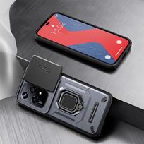KEYSION Smūgiams atsparus dėklas, skirtas HONOR 200 Lite 5G slankiojančios kameros objektyvo apsauginio žiedo stovo telefono dangtelis, skirtas Huawei Honor 200 Lite for Honor 200 Lite pilka spalva
