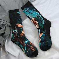 Couple Socks O-One O-Piece Zoro Illustration Stockings Autumn Vintage Warm Soft Socks Pattern Skateboard Non-Slip Socks One Size