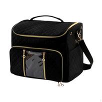 Storage Bag Knitting Tool Holder Crochet Crossbody Organizer with Hole Black