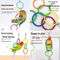 Papūgos nuobodulio malšinimo kabantis laipiojimo kramtomas žaislas 2-pack Three-color Rings