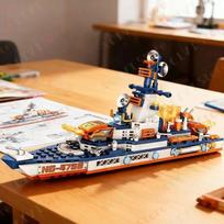 Tamsiai mėlynas karo vežimo laivas Armijos valtis Lėktuvo modelis Kariniai laivai Statybiniai kaladėlės Suderinamos su Lego Statybos rinkinys berniukams Kaladėlės Žaislai
