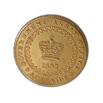 Antique handicraft, Australian 1852 brass gold-plated commemorative coin 22mm