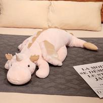Animacinis milžiniškas skraidantis drakonas pliušinis žaislas Minkštas kimštas gyvūnas lėlė Didelė miego pagalvė Dovana vaikams Baltas rožinis sniego dinozauras 70cm balta