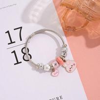 Patvarus LINE FRIENDS BT21 Kpop Anime stiliaus nerūdijančio plieno apyrankė Korėjietiško stiliaus animacinis personažas DIY jaunimo širdelės formos pakabukas kristalinė apyrankė