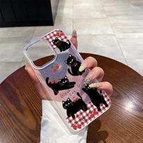 Niche ins cute cartoon cat Apple 16promax mobile phone case iPhoneAIR new glitter transparent case apple 12/12pro