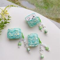 Creative small fresh green floral AirPods Pro earphone case for Apple Bluetooth 2-3 generation protective case for women Airpods 1/2 generation