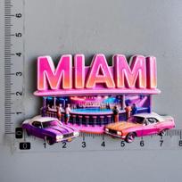 American Fridge Magnets Sports Car Miami Beach Sunset Neon Ice Cream Florida Tour Souvenir Magnetic Stickers Gift