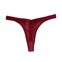 Sexy Thong Cotton Crotch Dressing Up Quick Drying Perspective Net Yarn Bikini Thong Underpants M raudona