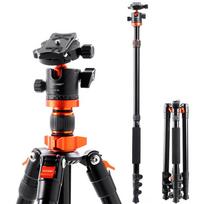 K&F CONCEPT 68,9 colių sulankstomas trikojo fotoaparato stovas su rutuline galvute, 10 kg / 22 svarų apkrova, aliuminio juoda