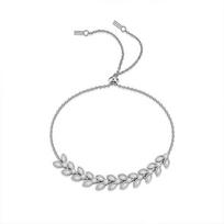 JIAOZHAN SS925 Sidabrinė pilna deimantinė kviečių apyrankė High Touch Light Prabangus Moissanite reguliuojamas rankų papuošalas 24cm&S925 sterling silver