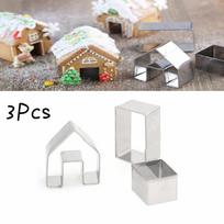 Kalėdų meduolių namų sausainių pjaustytuvų rinkinys nerūdijančio plieno sausainių formelės 1 rinkinys / 3 vnt. 1set/3pcs gray