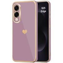 Case for Samsung Galaxy S25 Edge - BOOLING - Heart Pattern Shockproof Flexible Ultra Slim - Purple violetinė