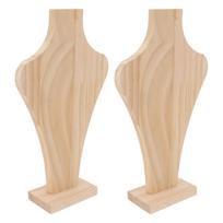 2pcs Wooden Necklace Display Stand Vase Shaped Light Weight Solid Wood Jewelry Rack for Home and Professional Display S