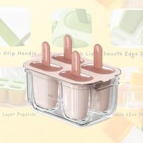 [Popsicle Mold | Leak-Proof] 4-Cavity Popsicle Mold | Leak-Proof Lid & Removable Sticks, BPA-Free Durable Plastic, Easy Release with Warm Water 1pc rožinė
