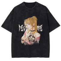 Death Note Misa Amane Gothic Vintage Washed Oversized T-Shirt | Unisex Anime Streetwear Comfortable T-shirts L