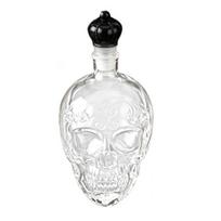 Skull Whiskey Decanter, 500ml Gothic Glass Bottle with Stopper, Halloween Spirit Dispenser for Home Bar, Creepy Liquor Decanter A