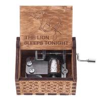 Handcrafted Retro Music Box Carved Wood Music Case Perfect For Xmas And Birthdays Sleep Lion
