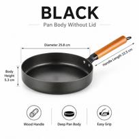 26cm Uncoated Iron Frying Pan Japanese Style Steak Skillet Nonstick Egg Fry Pan Indoor Outdoor Cooking Wok Induction Cookware