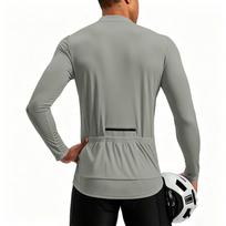 Men's Crew Neck Long Sleeve Zipper Breathable Quick Dry Cycling Jersey for Outdoor Sports and Fitness Activities XL