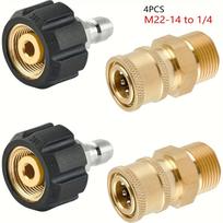 4Pcs Pressure Washer Adapter Set, M22 14mm to 1/4 Inch Quick Connect Fittings for High Pressure Cleaning šviesiai pilka spalva